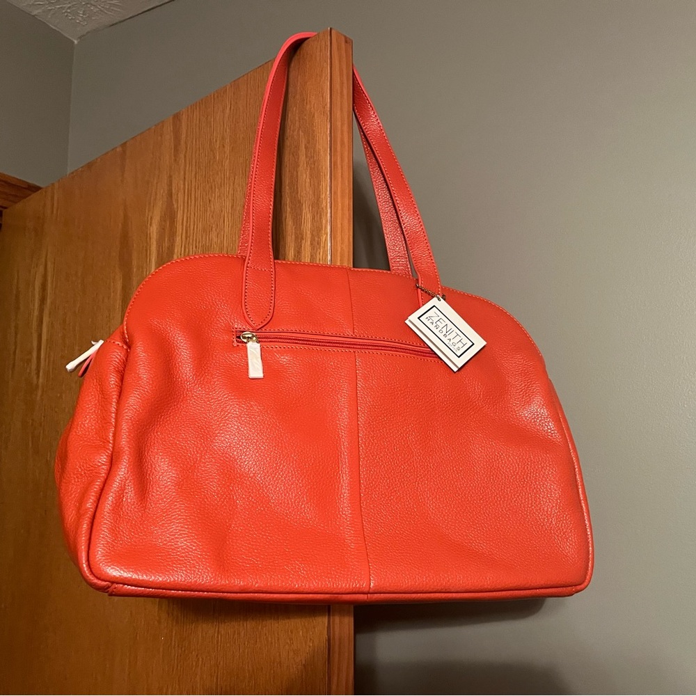 Orange Pebble Leather Tote